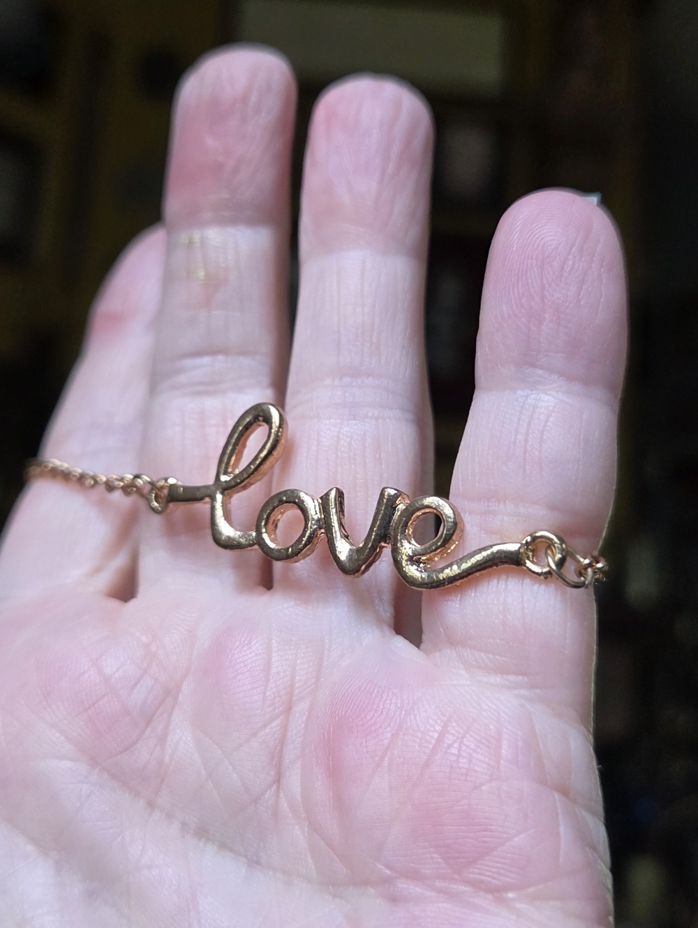 Gold "Love" Script Bracelet - Women's Fashion Jewelry Sz9" - Picture 2 of 5